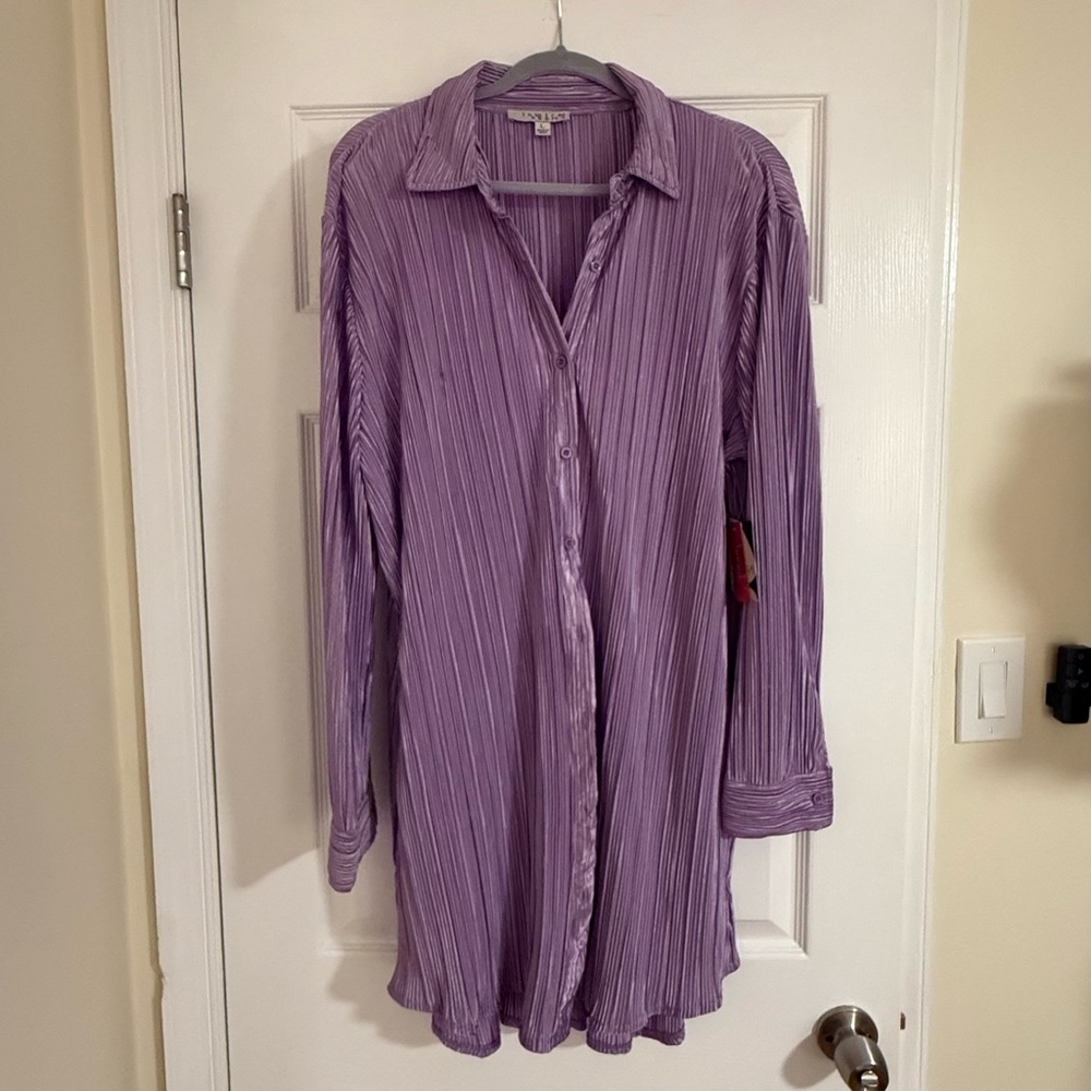 Lavender Textured Shirt Dress